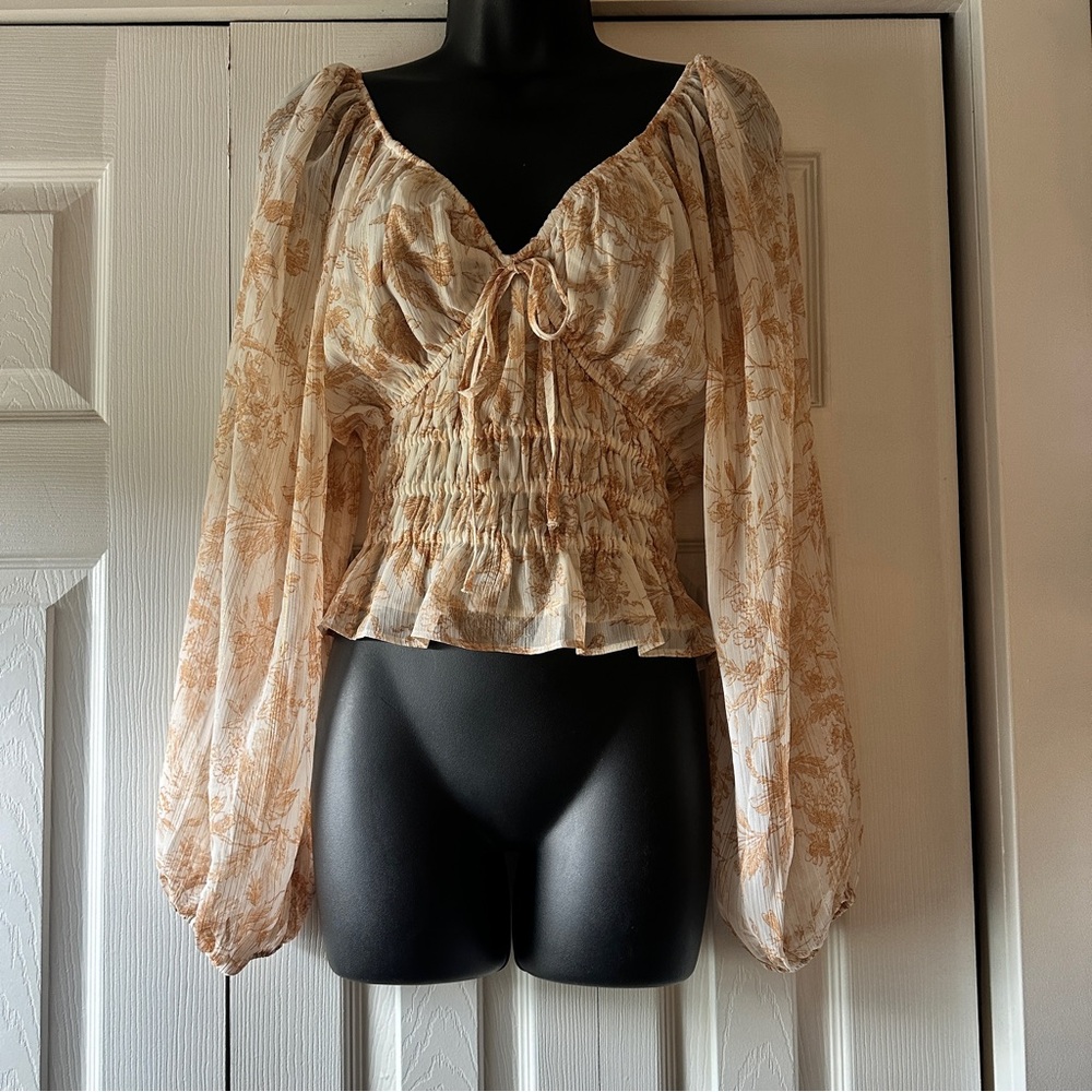 Express Cream Floral Blouse